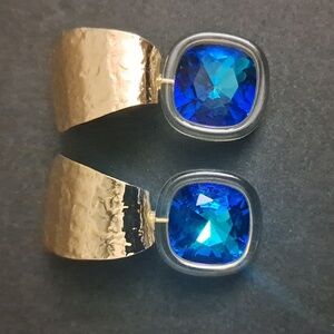 Blue Zircon crystal earrings